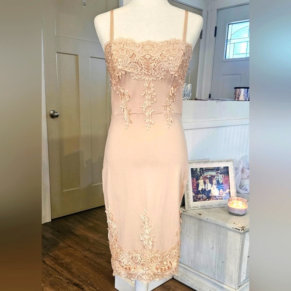 Worn Once - HAUTE MONDE - Beautiful Beige Formal Dress… Size L